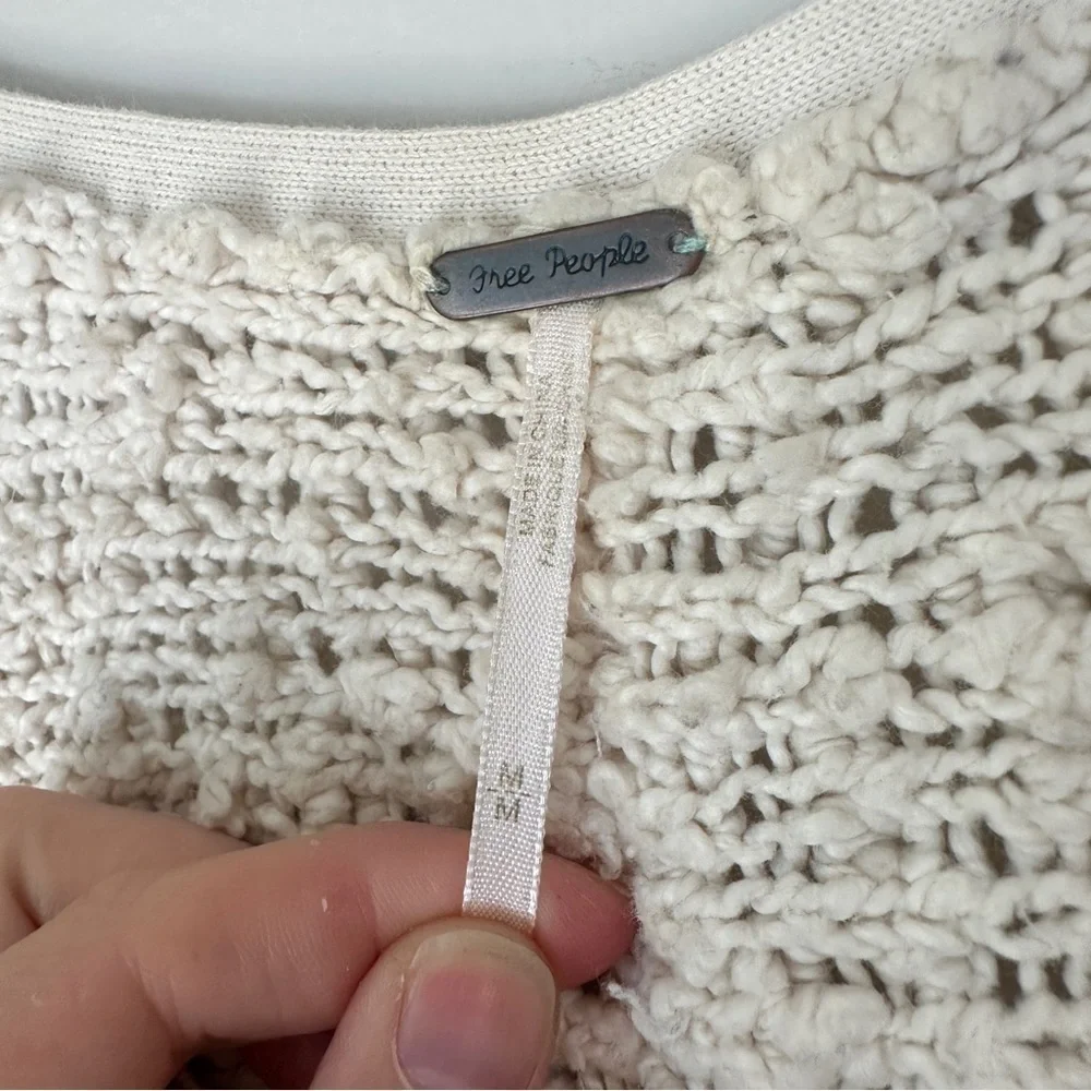 Free People Songbird Ivory knit Pullover Sweater Medium